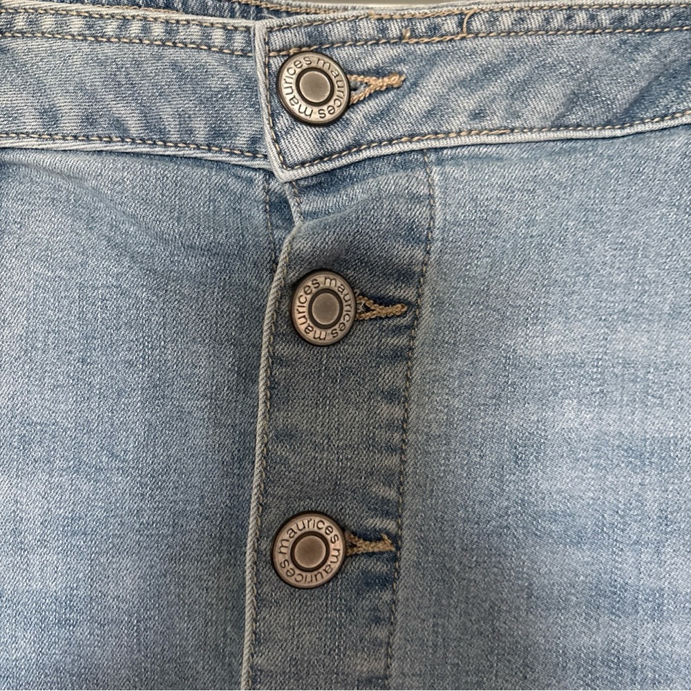 Maurices Light Blue Button-Front Denim Mini Skirt - Picture 6 of 13
